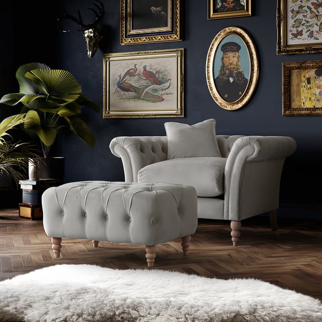 The Great Sofa Company The Mayfair Footstool, Velvet Chalk
