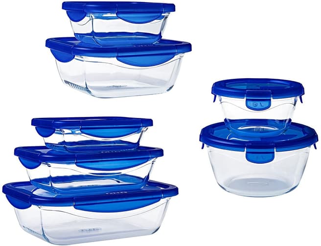 Pyrex Set of 7  Cook & Go Glass Food Containers