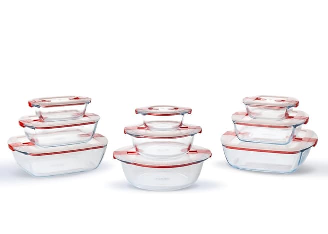Pyrex Set of 9 Cook & Heat Food Containers with Airtight Lids