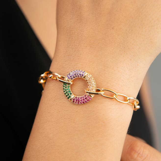 Elika Gold Chain Multi Pendant Bracelet