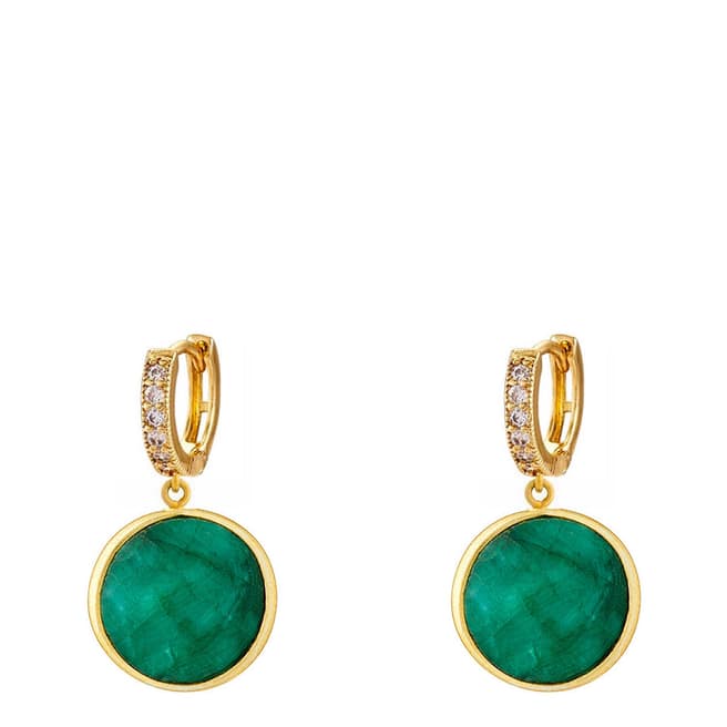 Liv Oliver 18K Gold Emerald Embelished Earrings