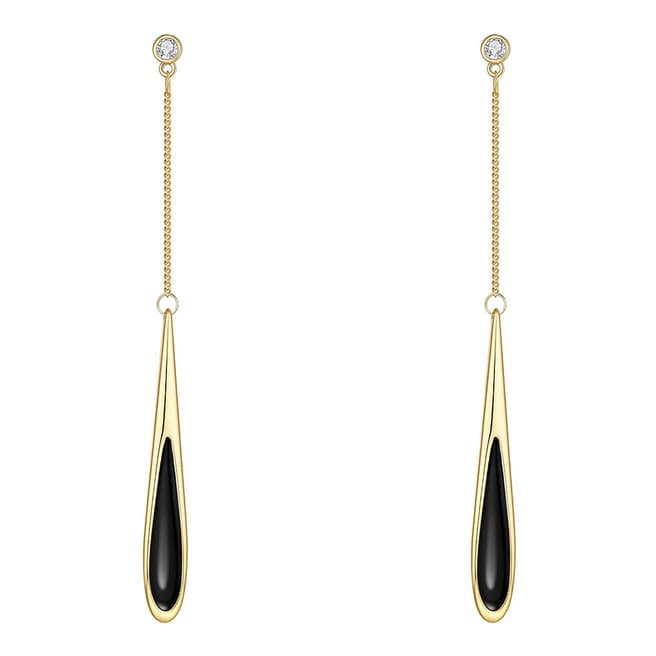 Chloe Collection by Liv Oliver 18K Gold Black Tear Drop Long Earrings
