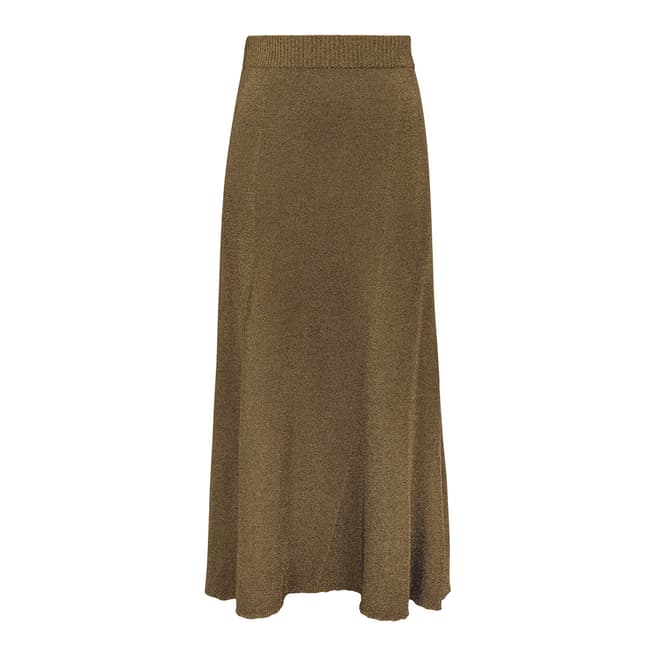 Sonia Rykiel Gold Wool Blend Midi Skirt