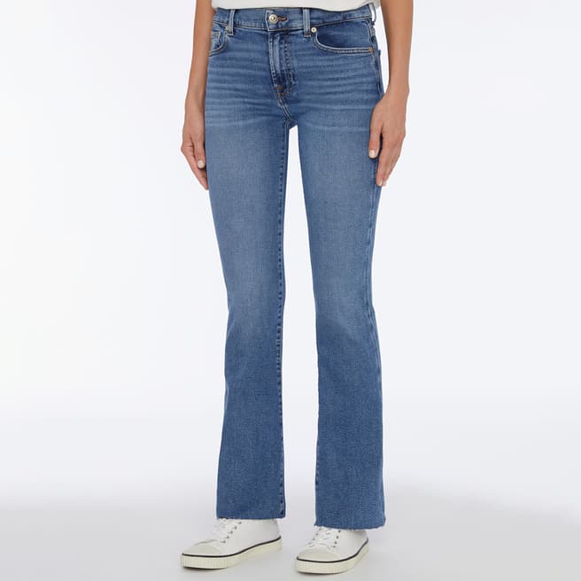 7 For All Mankind Mid Blue Bootcut Raw Cut Stretch Jeans