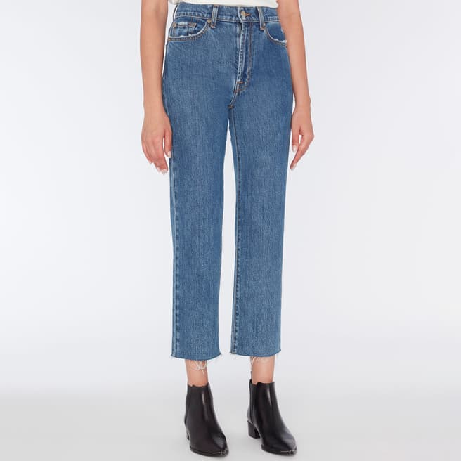 7 For All Mankind Mid Blue Logan Cropped Stretch Jeans