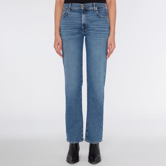 7 For All Mankind Mid Blue Ellie Straight Stretch Jeans