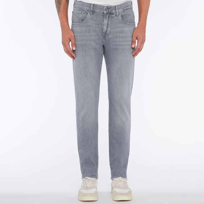 7 For All Mankind Light Grey Slimmy Tapered Stretch Jeans