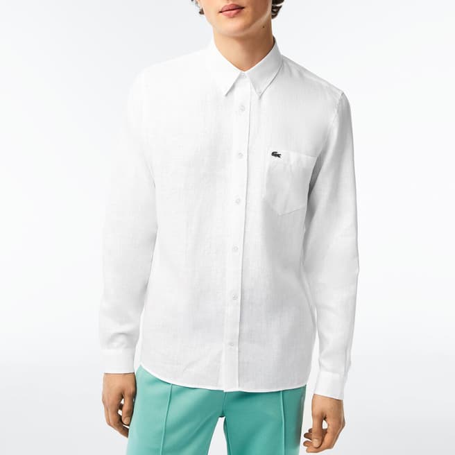 Lacoste White Long Sleeve Linen Shirt