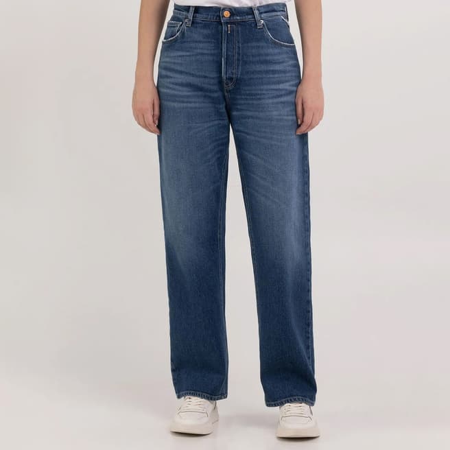 Replay Mid Blue Jaylie Wide Stretch Jeans