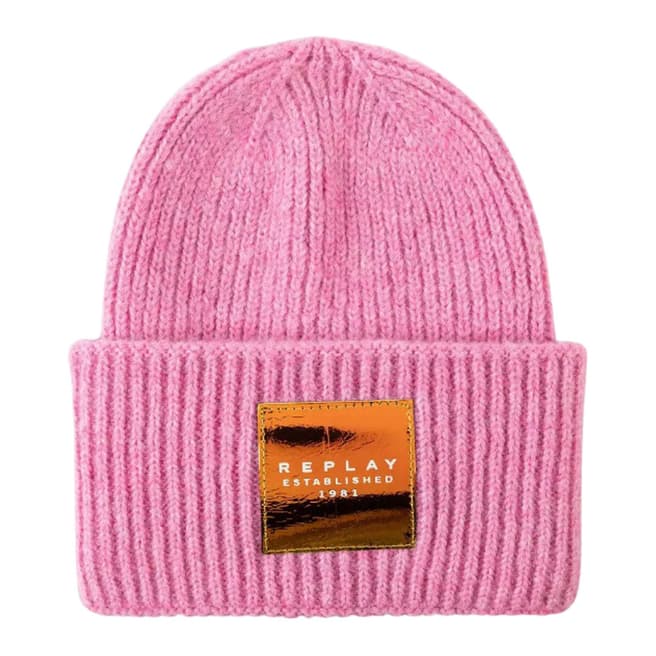 Replay Pink Patch Logo Beanie