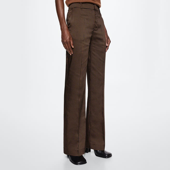 Mango Brown Satin Printed Trousers