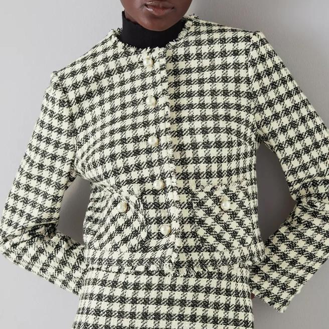 L K Bennett Black/White Keeler Cotton Blend Jacket