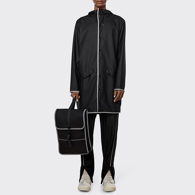 RAINS Black Unisex Waterproof Reflective Long Jacket