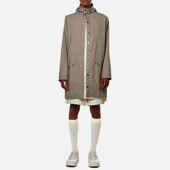RAINS Taupe Unisex Waterproof Long Raincoat