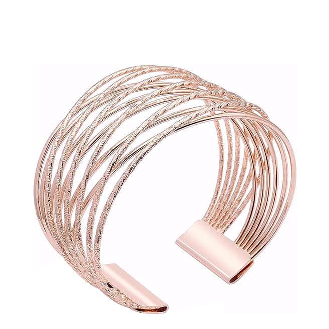 Chloe Collection by Liv Oliver 18K Gold Rose Gold Multi Layer Cuff Bangle