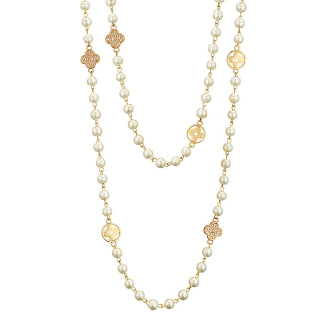 Chloe Collection by Liv Oliver 18K Gold Multi Pearl Embelished Endless Necklace