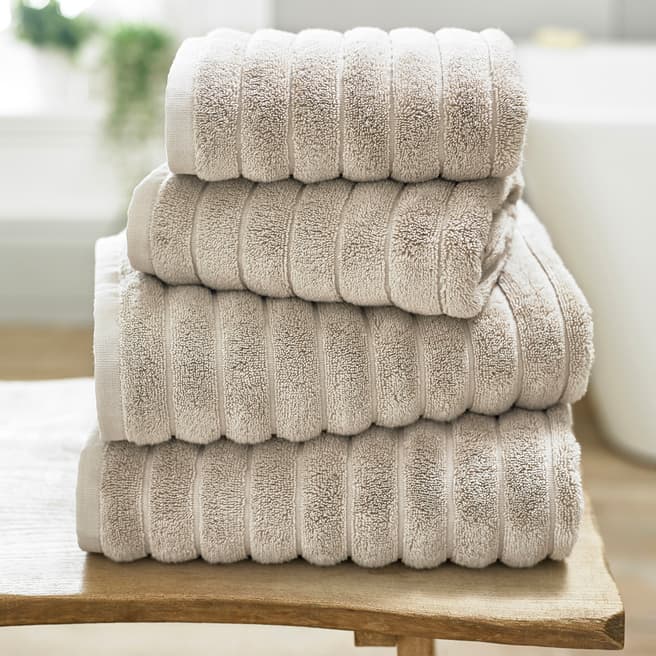 The Lyndon Company Rib Pair of Hand Towels, Biscuit
