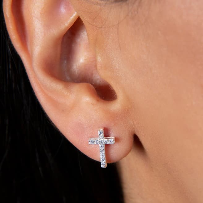Elika Silver Cross Earrings