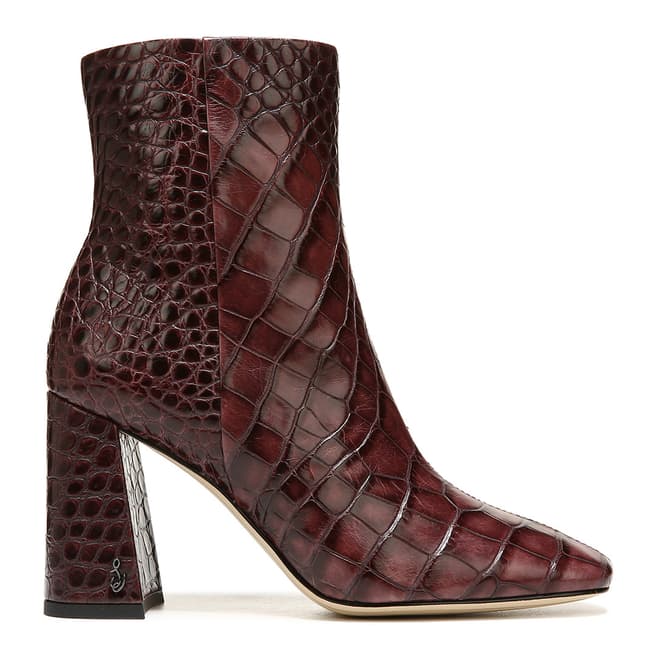 Sam Edelman Red Croc Heeled Ankle Boots