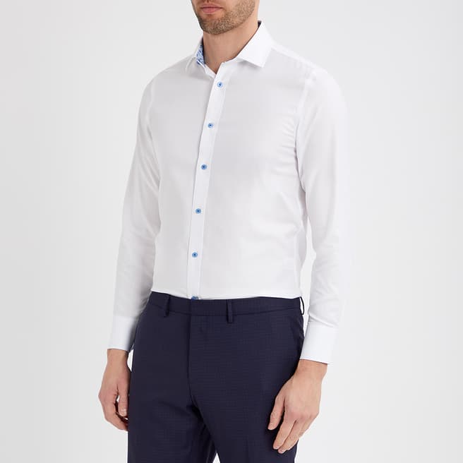 Gianni Feraud White Twill Contrast Trim Shirt