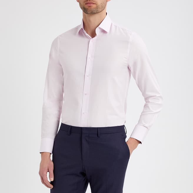 Gianni Feraud Pink Small Herringbone Contrast Trim Shirt