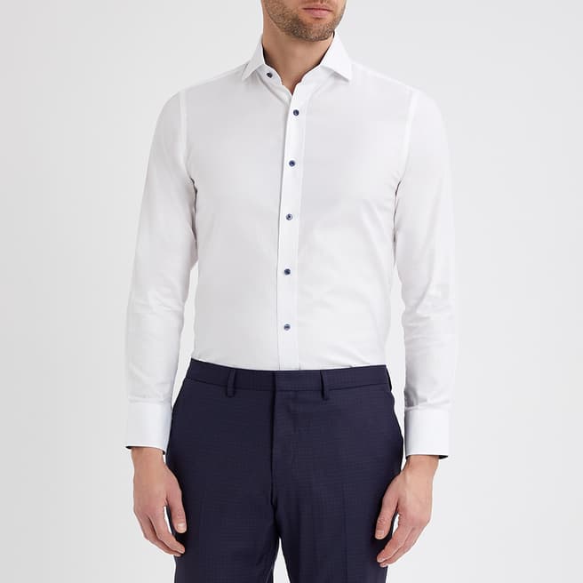 Gianni Feraud White Contrast Trim Oxford Shirt
