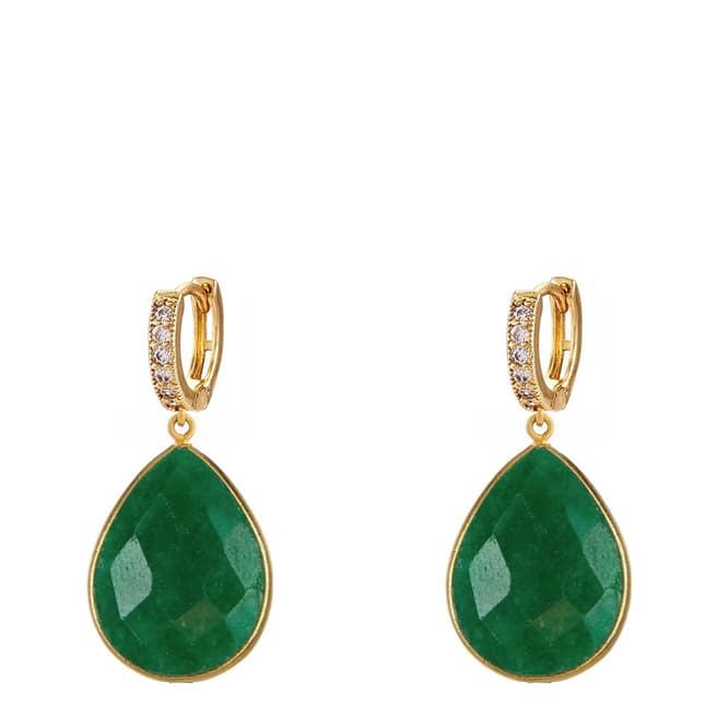 Liv Oliver 18K Gold Emerald Embelished Earrings