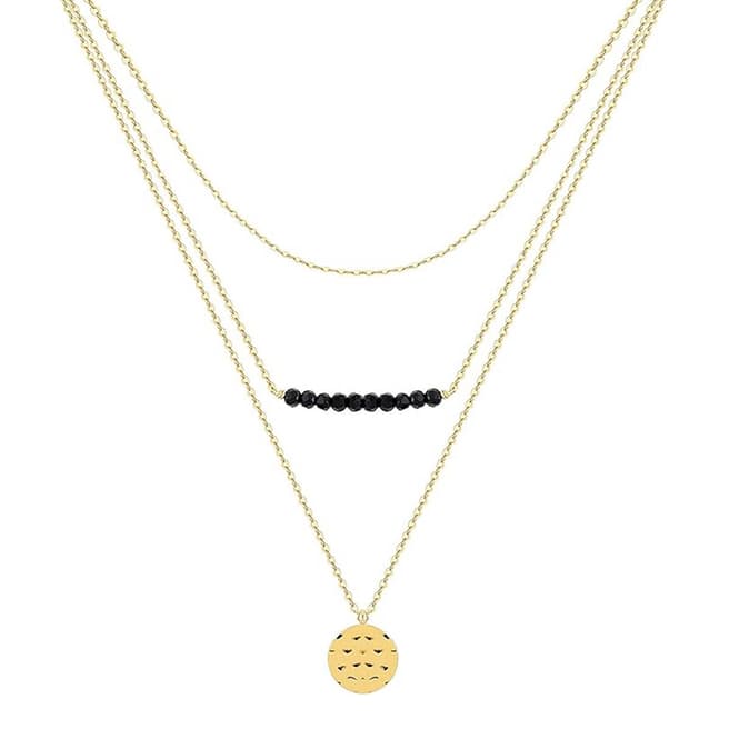 Liv Oliver 18K Gold Multi Layer Onyx Necklace
