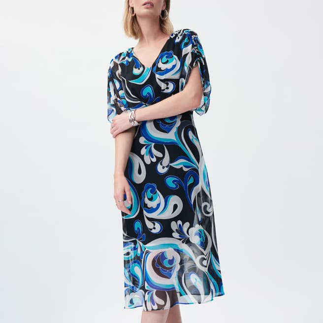 Joseph Ribkoff Blue Pattern Midi Dress