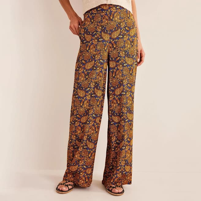 Boden Gold Fluid Wide Trousers