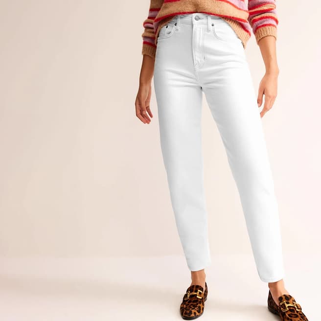 Boden White High Rise 90s Tapered Jeans