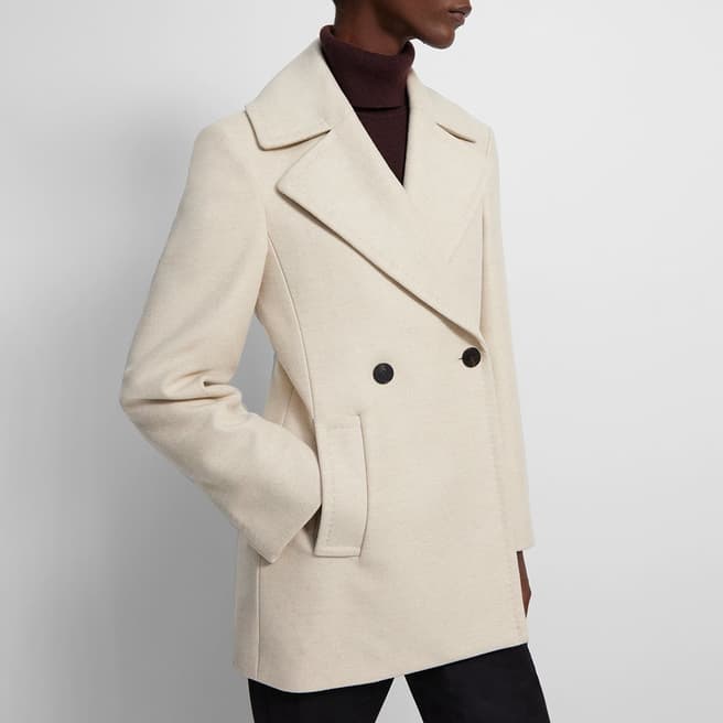 Theory Cream Sculpted Wool Peacoat