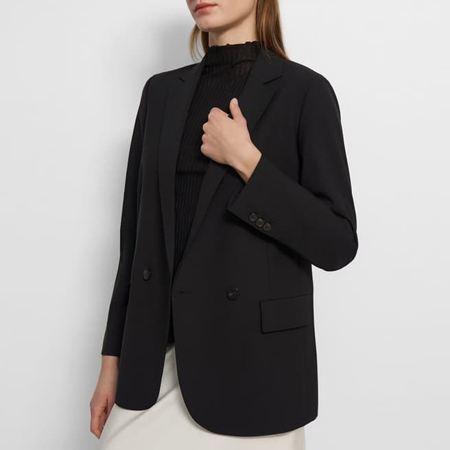 Theory Black Double Breasted Wool Blend Jacket