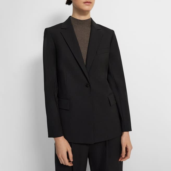 Theory Black Single Breasted Wool Blend Jacket