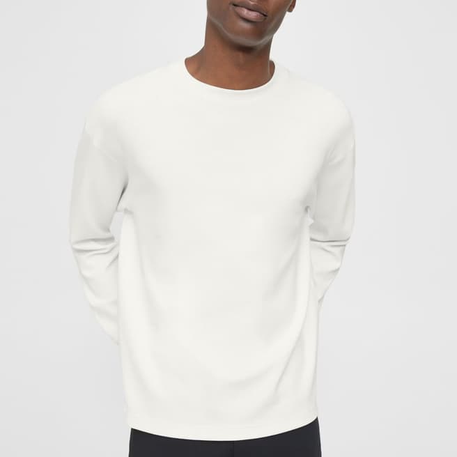 Theory White Ryder Long Sleeve Top