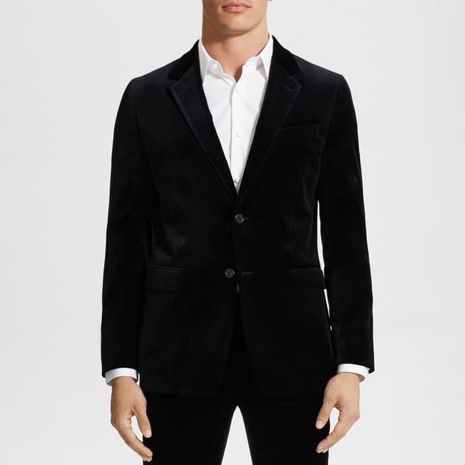 Theory Black Chambers Single Breasted Cotton Blend Blazer