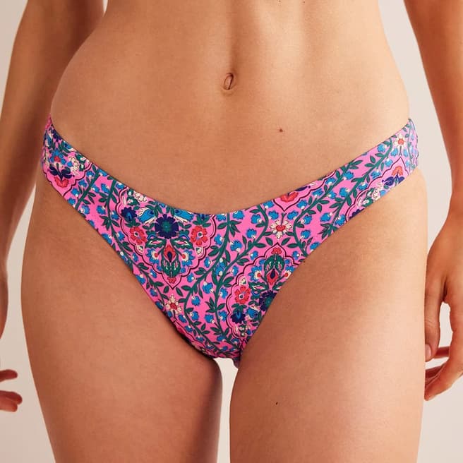 Boden Pink Curved-Top Bikini Bottoms
