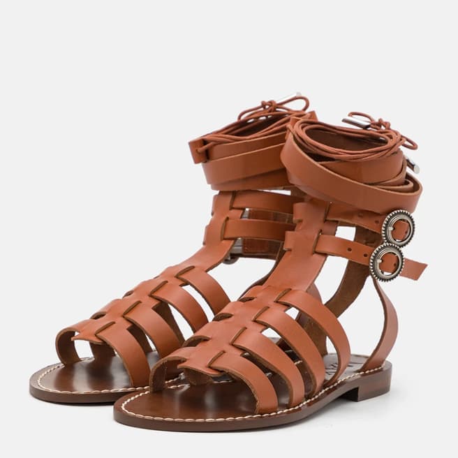 Max&Co. Brown Palm Tie Sandals