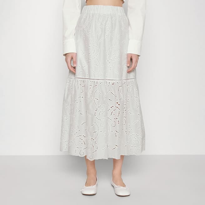 Max&Co. White Linea Cotton Midi Skirt