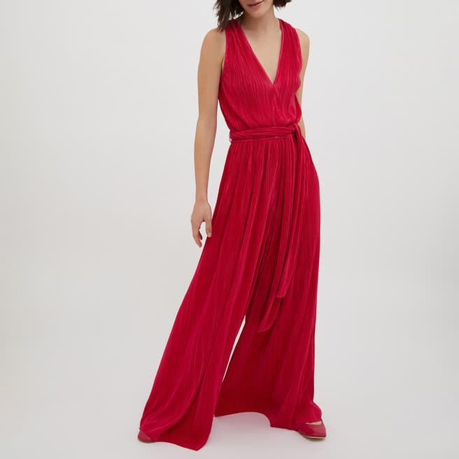 Max&Co. Red Terzina Pleated Jumpsuit
