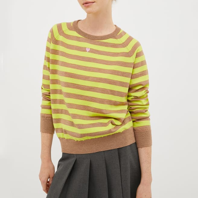 Max&Co. Brown/Lime Doberman Stripe Wool Jumper