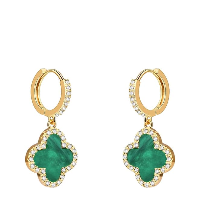 Liv Oliver 18K Gold Green Drop Embelisshed Earrings