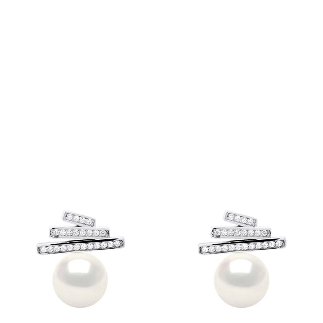 Ateliers Saint Germain White Pearl Button Earrings 9-10 m