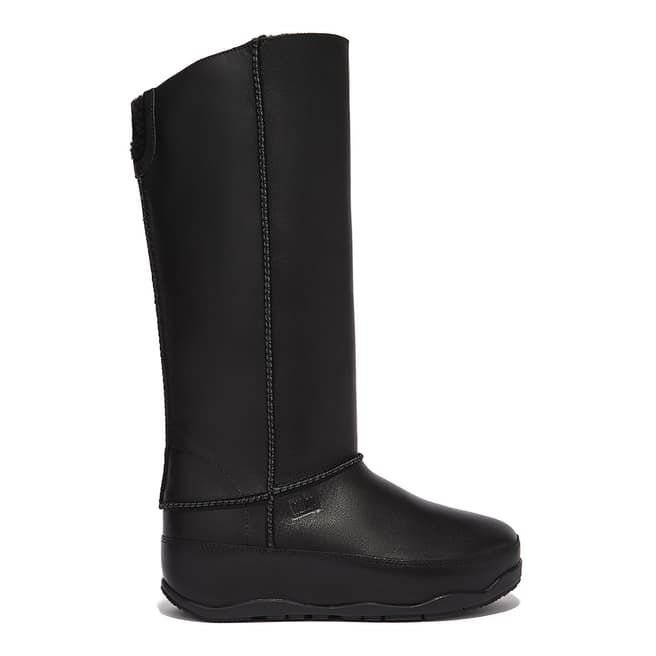FitFlop Black Mukluk Shearling Leather Boot 