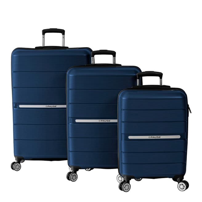 Polina Navy Blue Suitcase Set (3 Pieces)