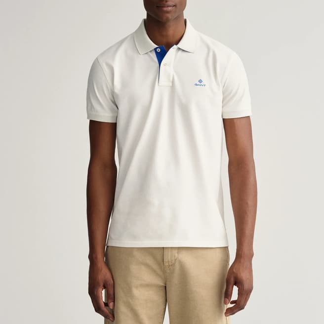 Gant White Contrast Cotton Polo Shirt