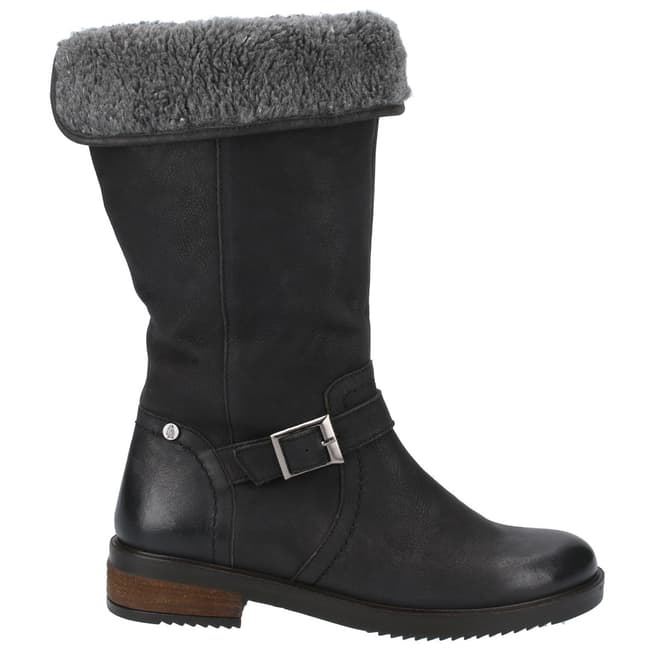 Hush Puppies Black Bonnie Leather Mid Boots