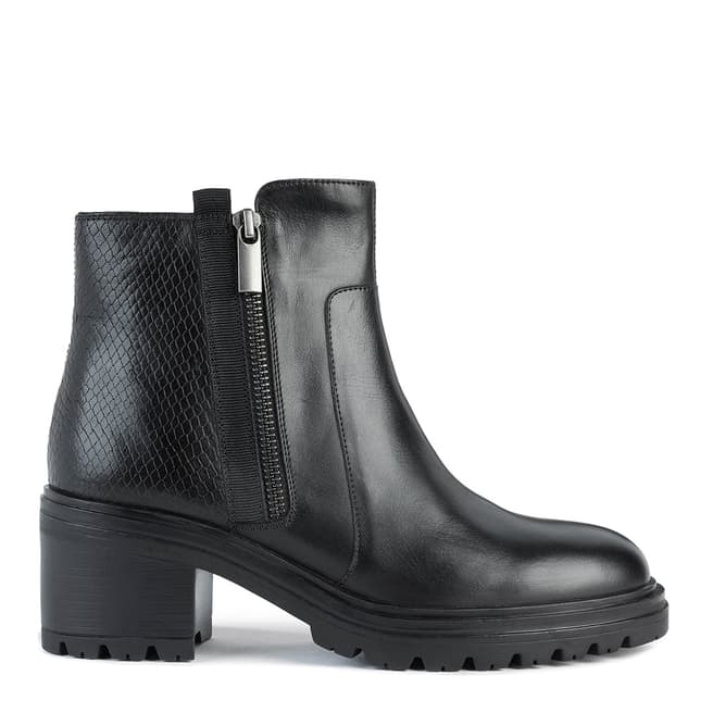 Geox Black Leather Damiana Ankle Boot