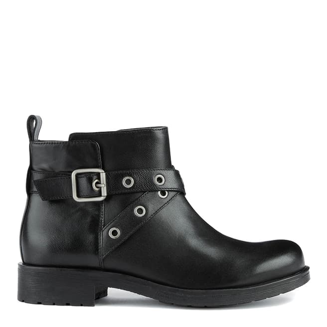 Geox Black Leather Rawelle Ankle Boot