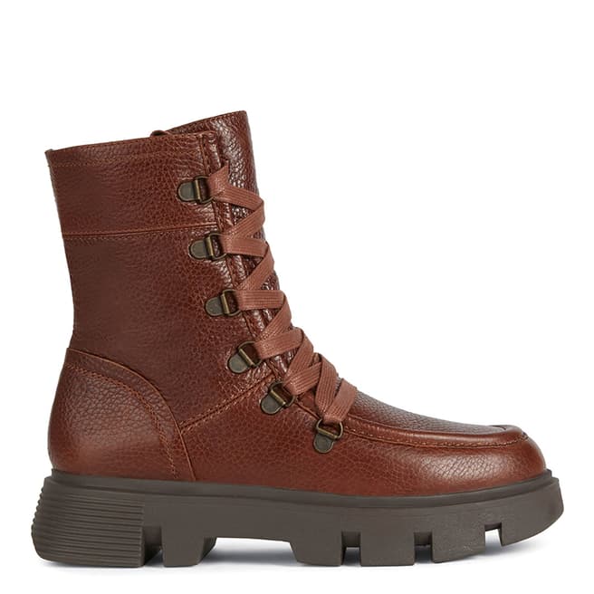 Geox Brown Leather Vilde Lace up Boot